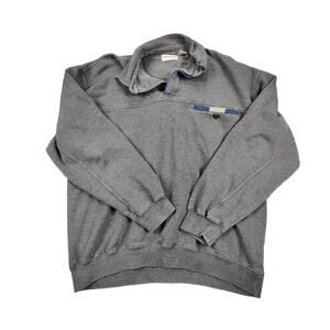Taylor & Henry Sweatshirt Mens XL Gray Fleece Henley Button Pockets Pullover